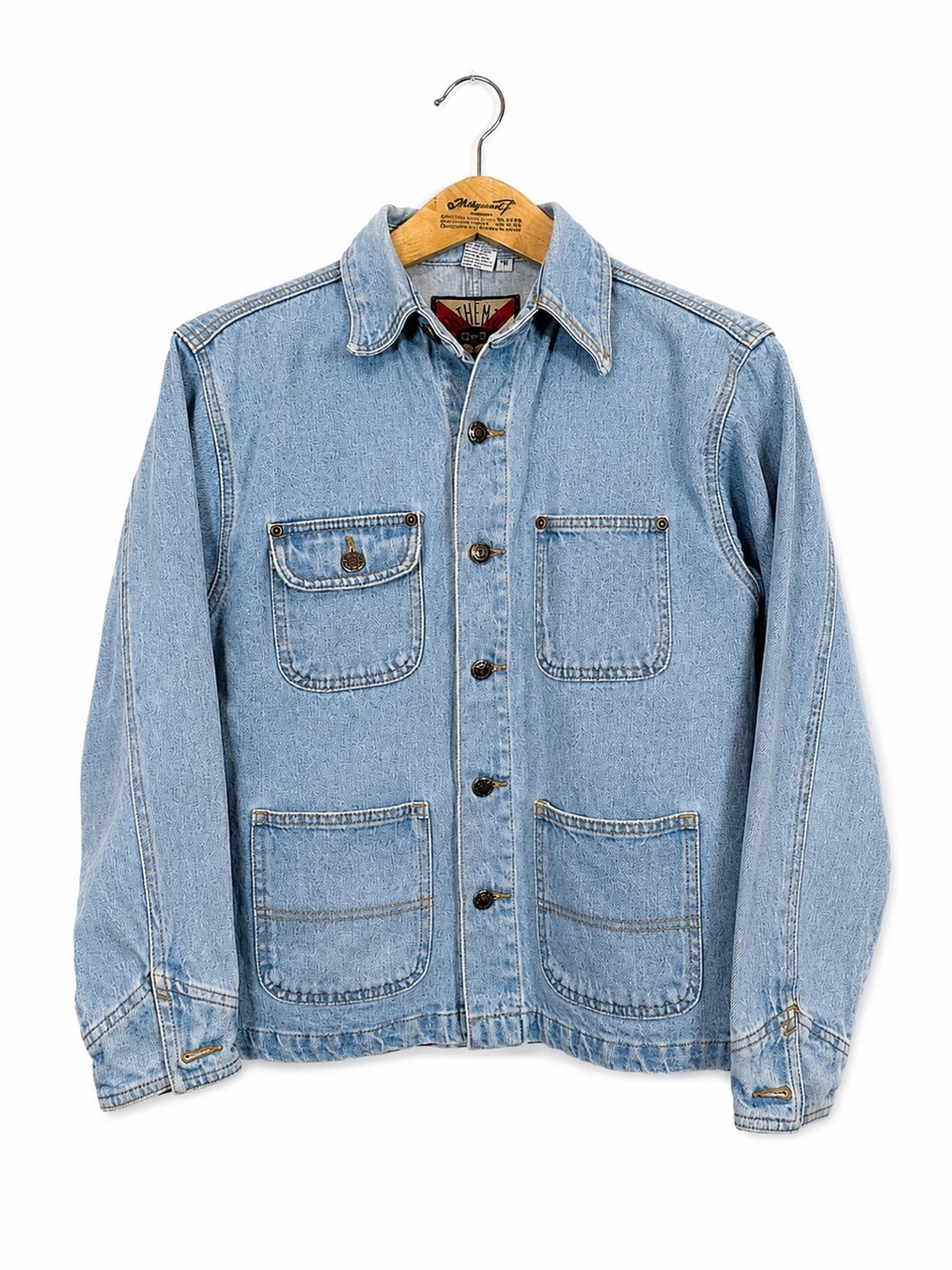 Ellemenno Unisex Denim Jacket Size M Blue Rugged Rakish Streetwear VTG 90s Class
